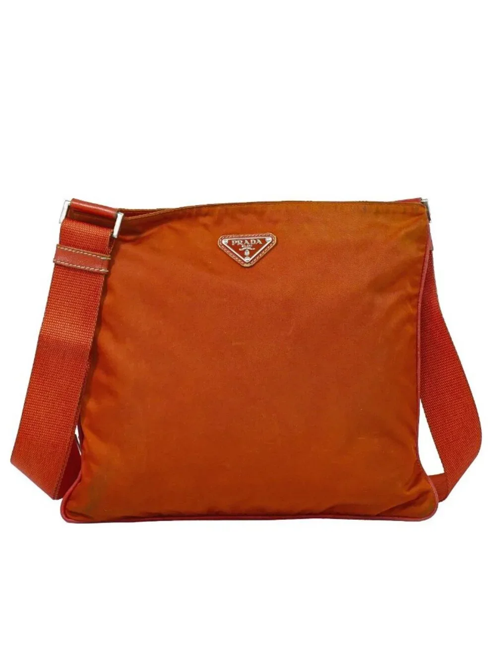 Prada Nylon Shoulder Bag Pochette Orange